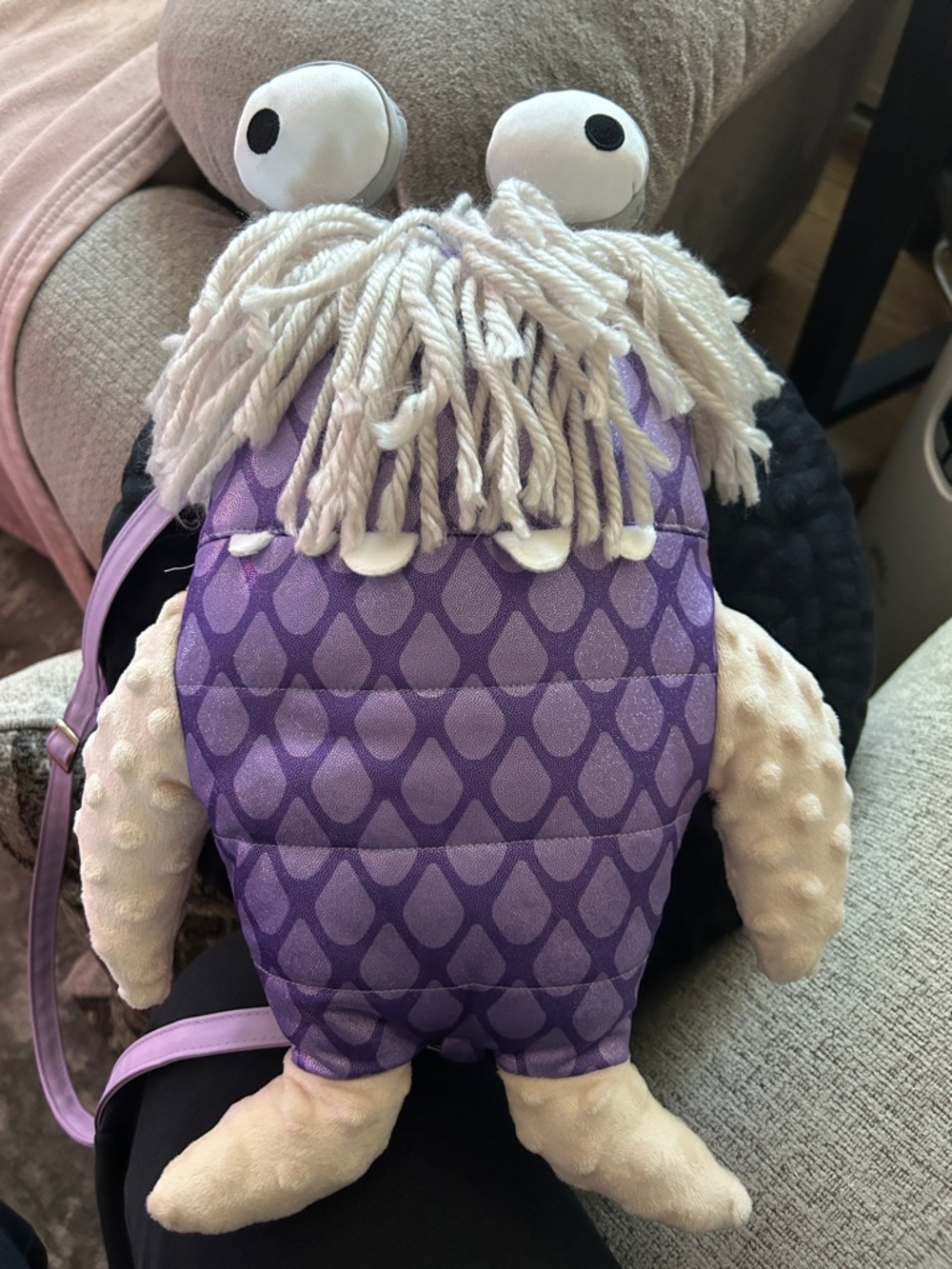 Purple Patterned Plush Boo Crossbody Bag